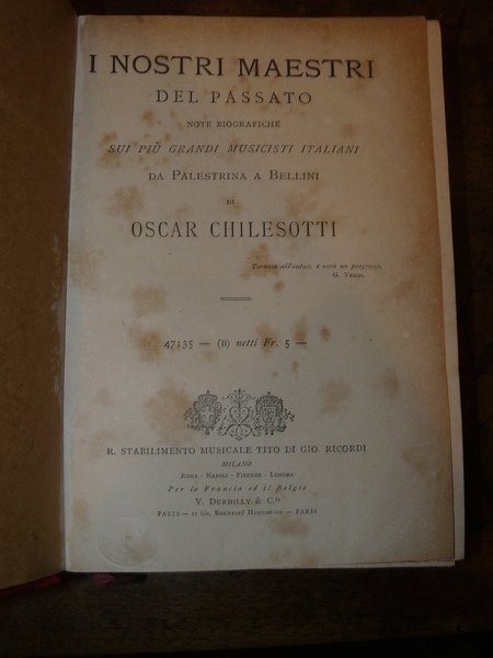 I nostri maestri del passato. Note biografiche sui più grandi …