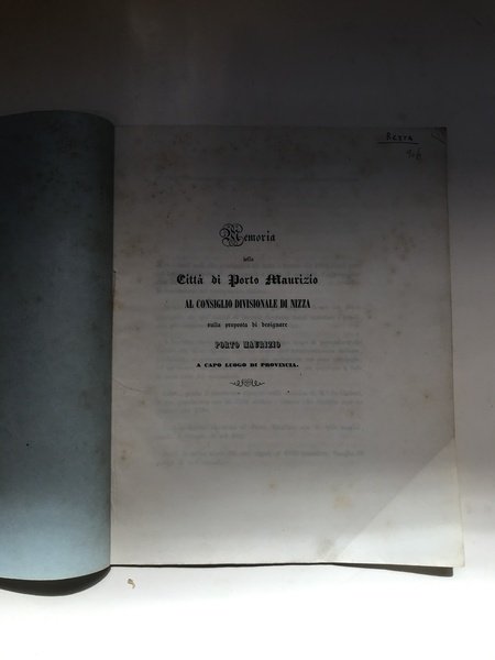 Memoria della città di Porto Maurizio al consiglio divisionale di …