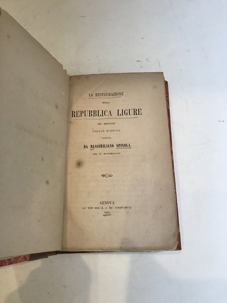 La restaurazione della Repubblica Ligure nel 1814. Saggio storico