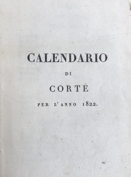 Calendario di corte per l'anno 1822