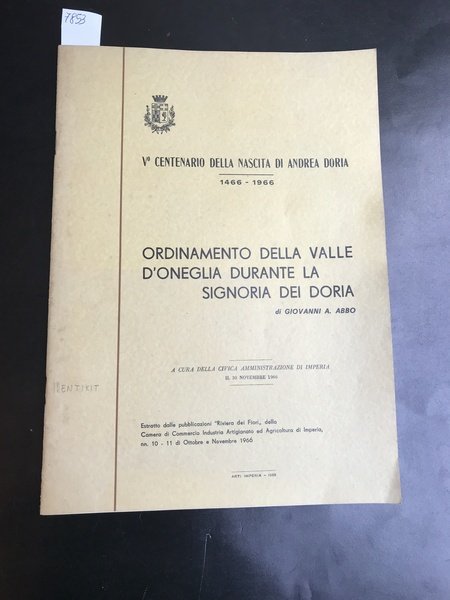 Ordinamento della valle d'Oneglia durante la signoria dei Doria a …