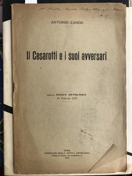 Il Cesarotti e i suoi avversari. Dalla Nuova Antologia 16 …