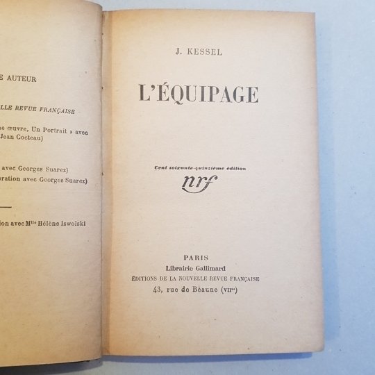 L'equipage. Cent soixante - quinzième édition