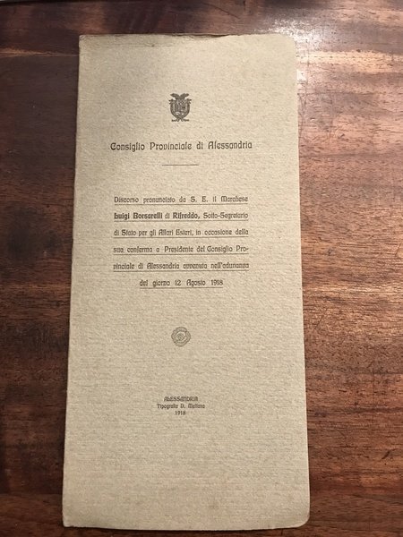 Discorso pronunciato da Luigi Borsarelli di Rifreddo, in occasione della …