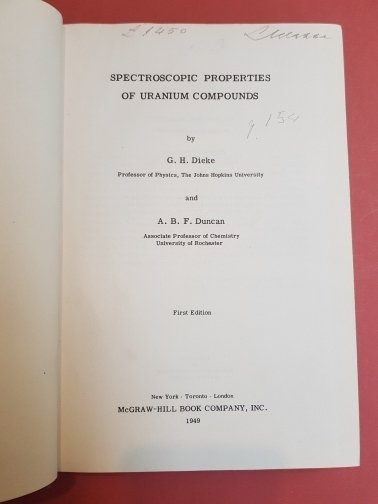 Spectroscopic properties of uranium compounds. First edition