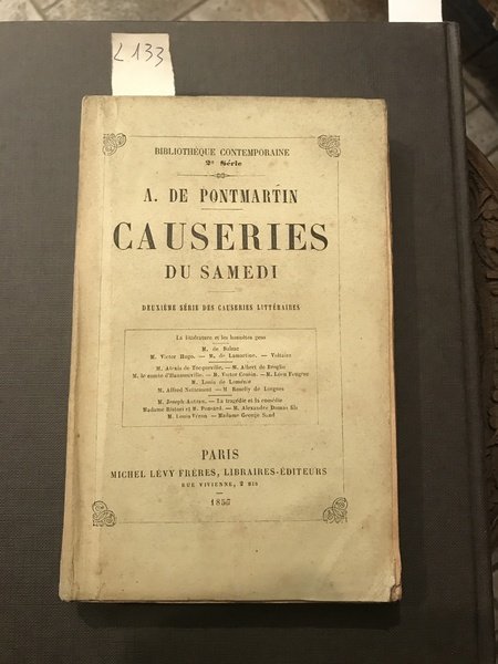 Causeries du samedi. Deuxième série des causeries litteraires.