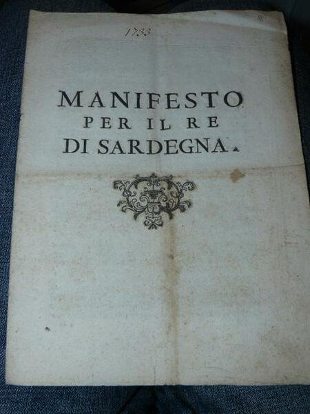 Manifesto per il Re di Sardegna