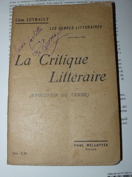 La critique litteraire (evolution du genre).