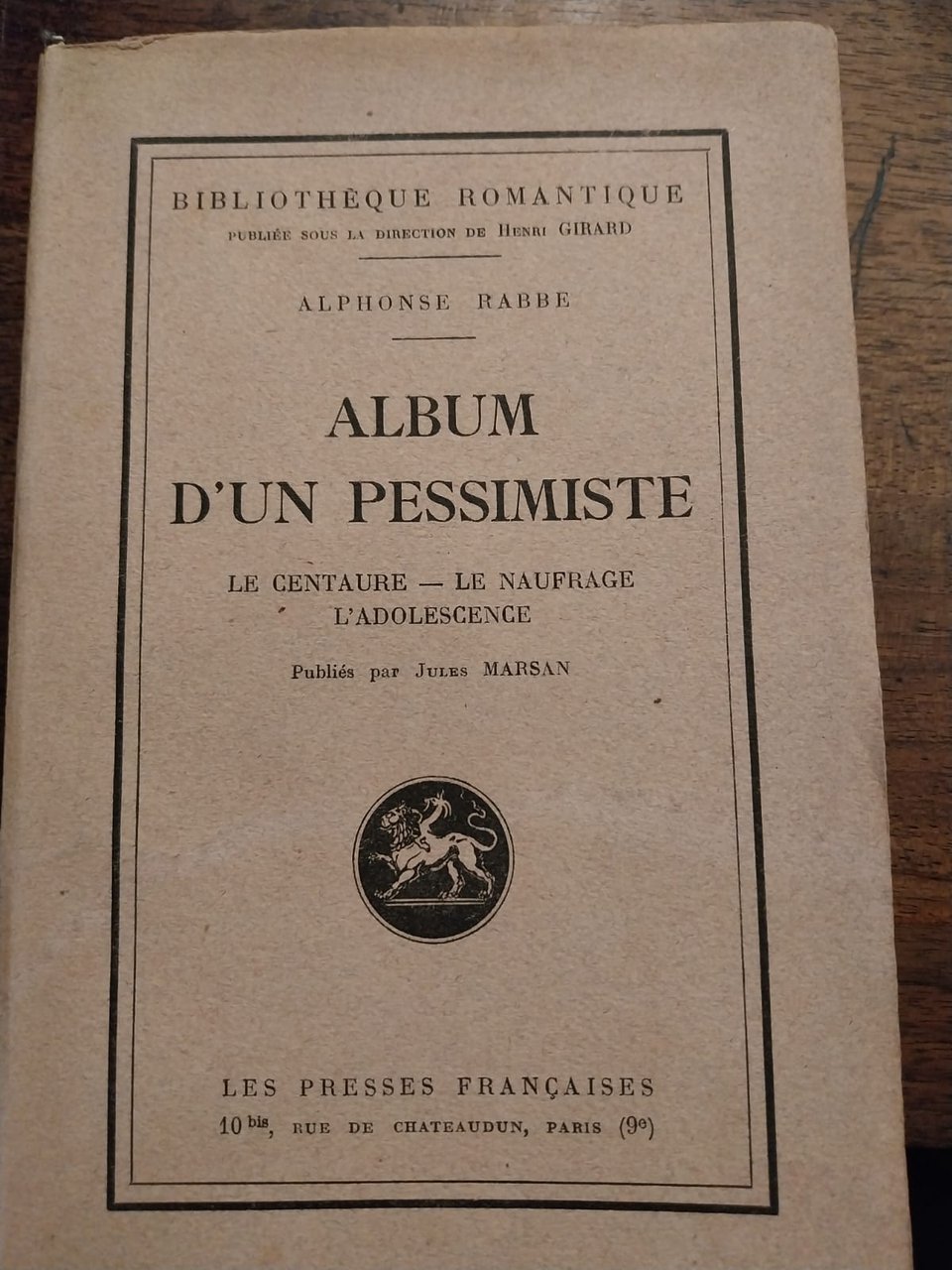 Album d'un pessimiste. Le centaure - le naufrage - l'adolescence. … | Immagine principale