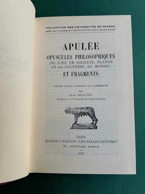 Apulée opuscules philosophiques ( du Dieu de Socrate, Platon et …