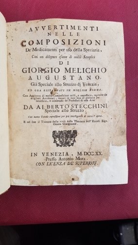 Avvertimenti nelle composizioni de Medicamenti per uso della Spetiaria. Con …