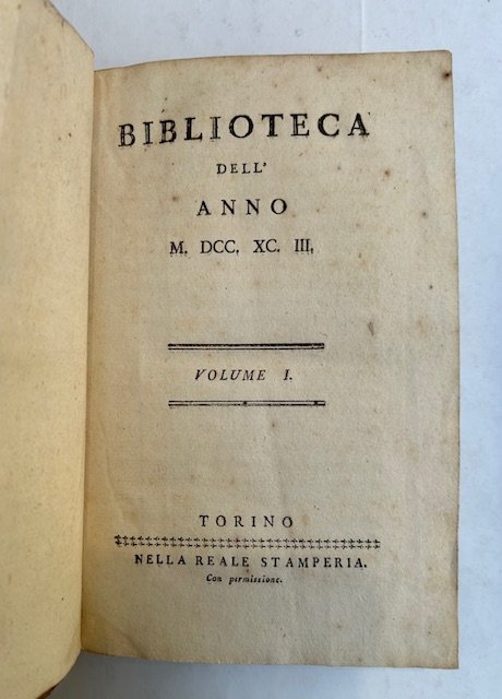 Biblioteca dell'Anno MDCCXCIII - II VOLUME I-II-III