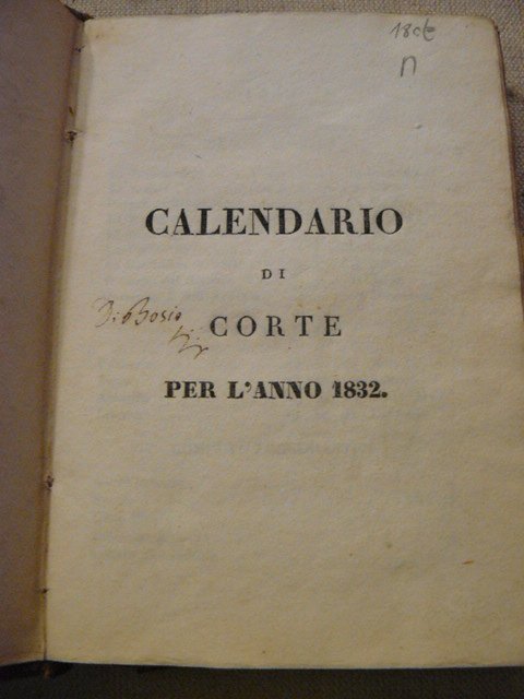 Calendario di Corte per l'anno 1832