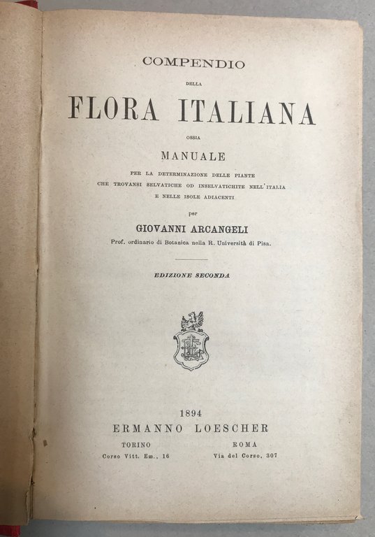 Compendio della flora italiana ossia manuale per la determinazione delle …