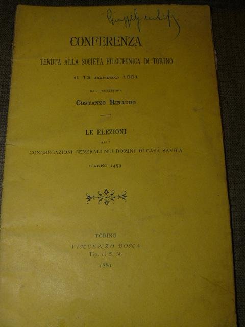 Conferenza tenuta alla società filotecnica di Torino il 13 marzo …