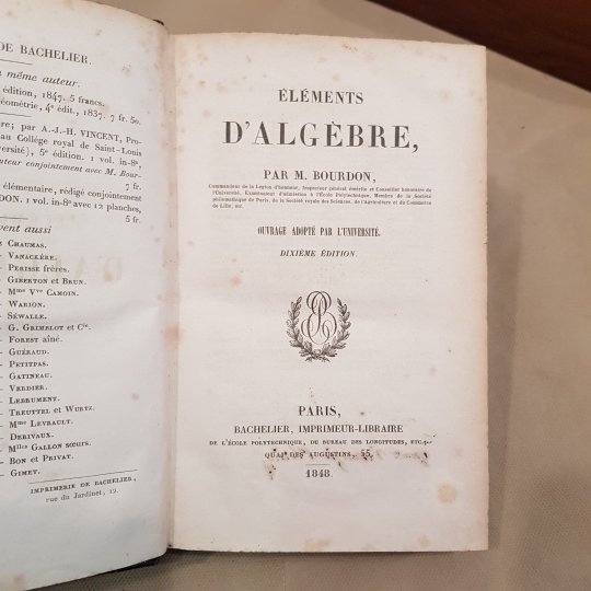 Elements d'algebre. Dixieme editions