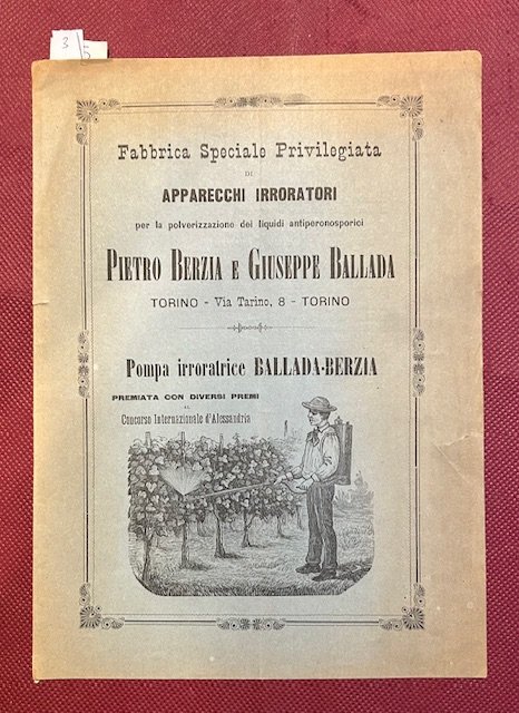Fabbrica Speciale privilegiata di apparecchi irroratori per la polverizzazione dei …