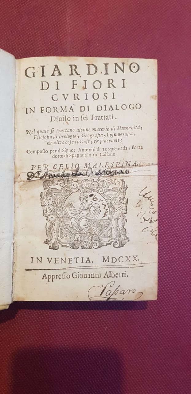 Giardino di fiori curiosi in forma di dialogo, diuiso in …