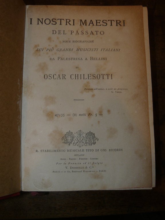 I nostri maestri del passato. Note biografiche sui più grandi …