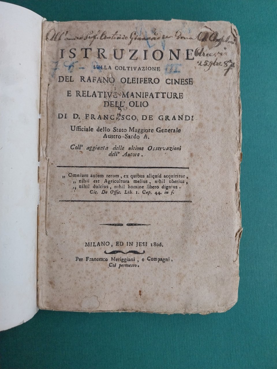 Istruzione sulla coltivazione del rafano oleifero cinese e relative manifatture …