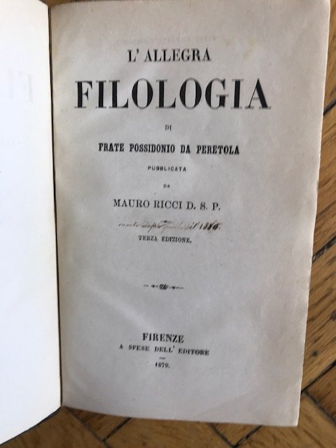 L'allegra filologia di frate Possidonio da peretola pubblicata da Mauro …