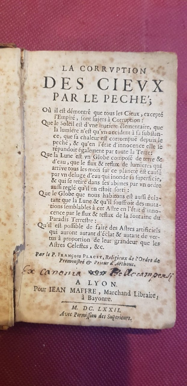 La corruption des cieux par le peche, ou il est …