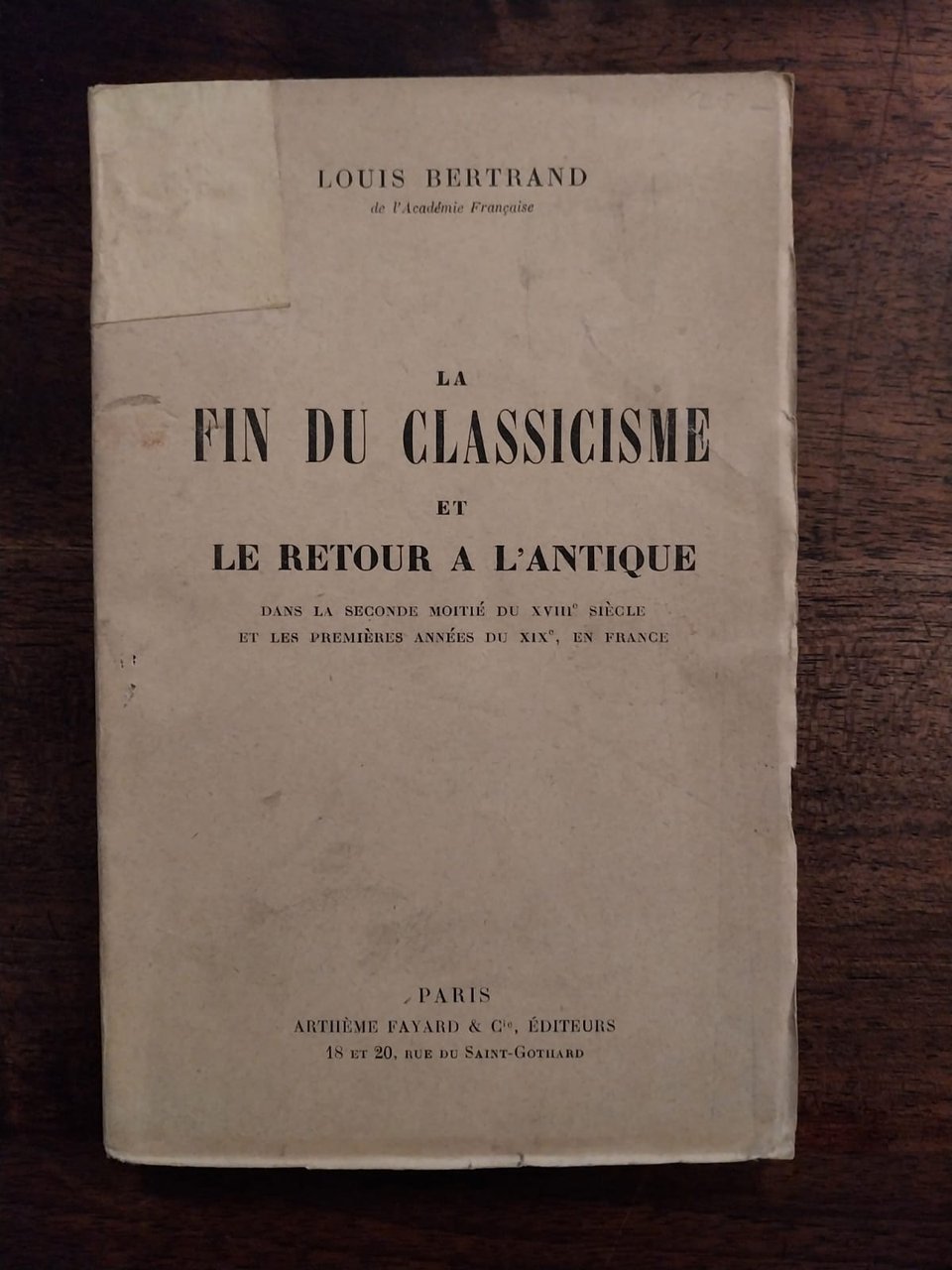 La fin du classicisme et le retour a l'antique dans …