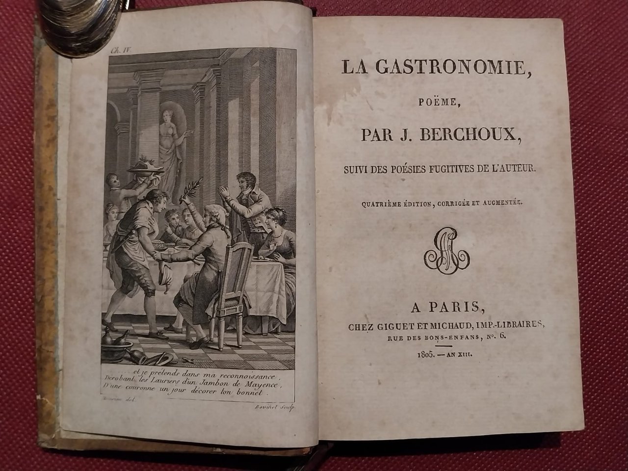 La gastronomie poeme. Suivi des poesies fugitives de l'auteur. Quatrieme …