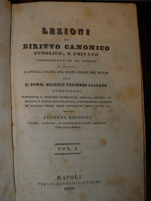 Lezioni di diritto canonico pubblico e privato considerato in sè …