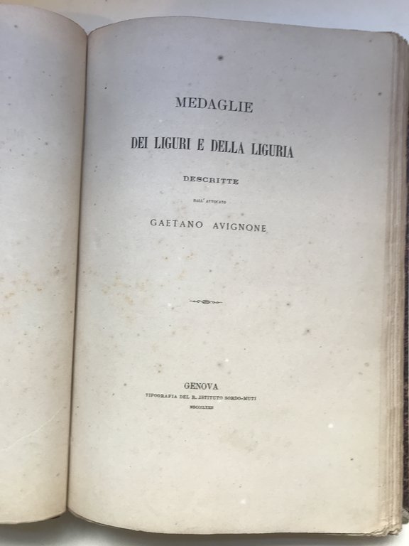 Medaglie dei Liguri e della Ligura descritte dall'avvocato Gaetano Avignone