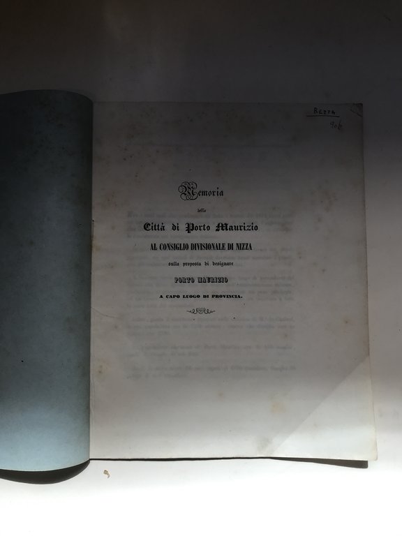 Memoria della città di Porto Maurizio al consiglio divisionale di …