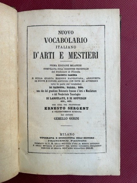 Nuovo vocabolario italiano d'arti e mestieri. Prima edizione milanese compilata … | Immagine Gallery 2