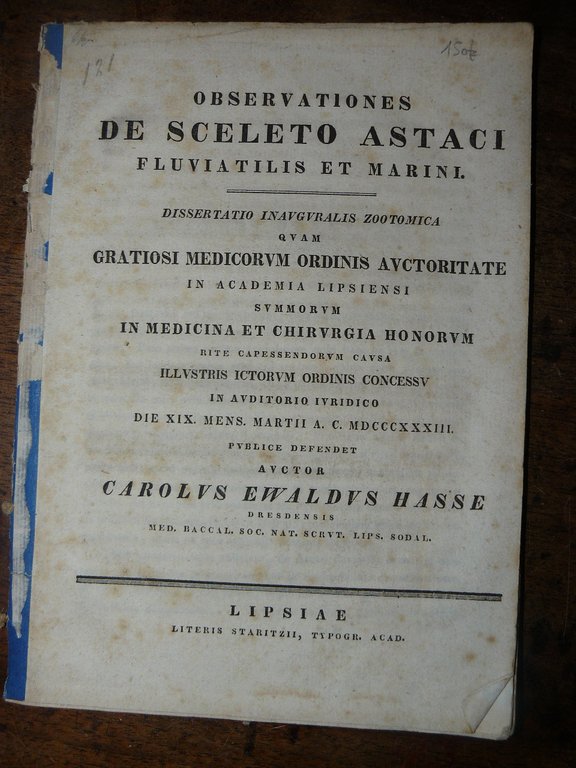 Observationes de sceleto astaci fluviatilis et marini. Dissertatio inauguralis zootomica.