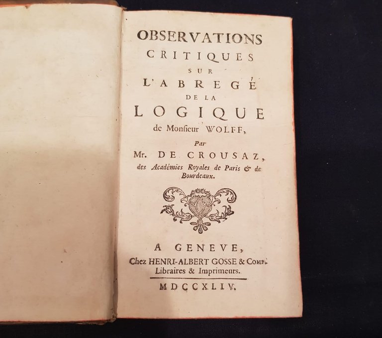 Observations critiques sur l'Abrégé de la logique de M. Wolff
