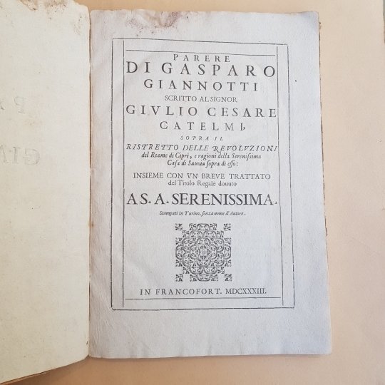 Parere di Gasparo Giannotti scritto al signor Giulio Cesare Catelmi …