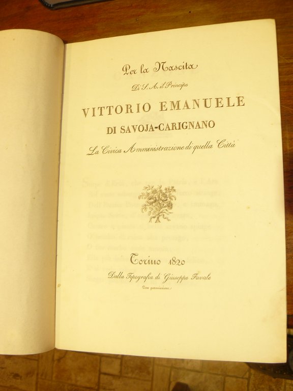 Per la nascita di S. A. il Principe Vittorio Emanuele …