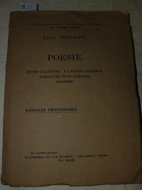 Poesie. Fetes galantes - La bonne chanson - Romances sans …