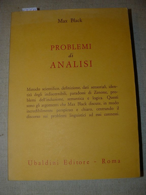 Problemi di analisi. Saggi filosofici. Traduzione di Antonio Verdino