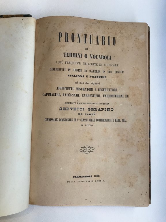 Prontuario di termini o vocabili i più fequenti nell'arte di …