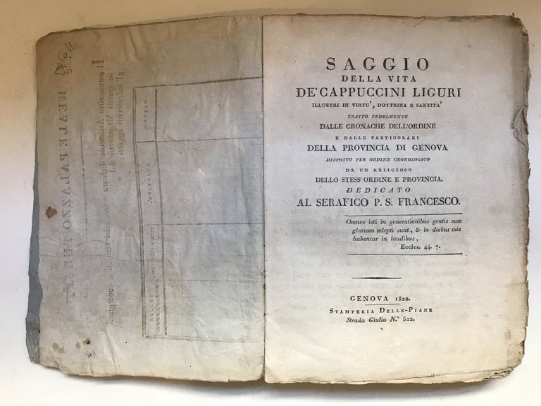 Saggio della vita de' cappuccini liguri illustri in virtu, dottrina …