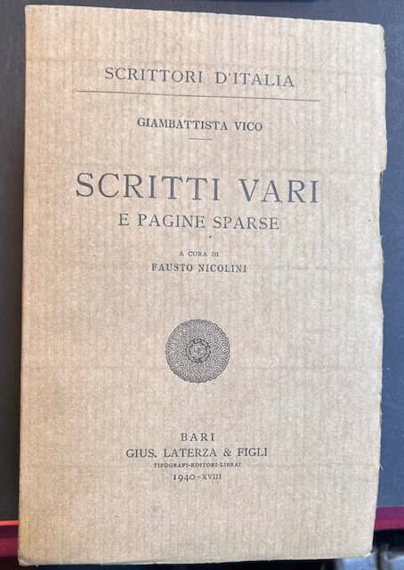 Scritti vari e pagine sparse. A cura di Fausto Nicolini | Immagine principale