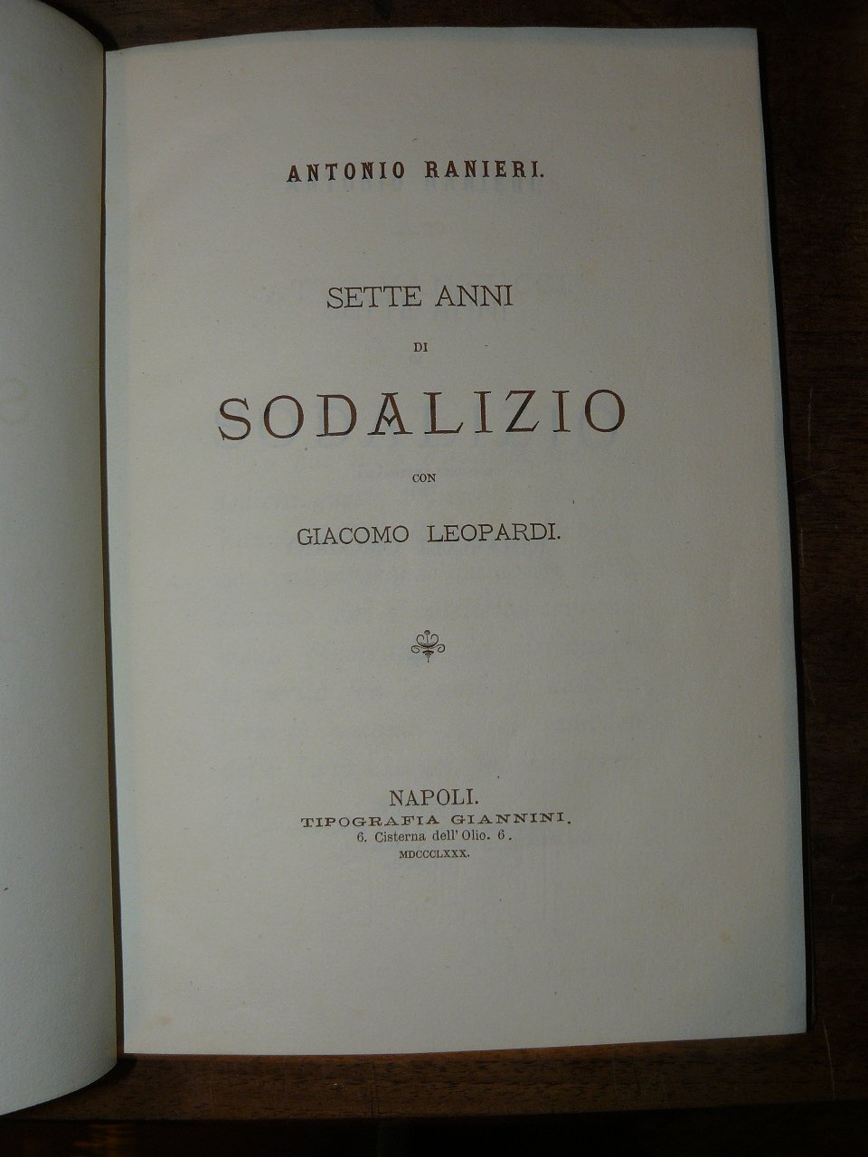 Sette anni di sodalizio con Giacomo Leopardi.
