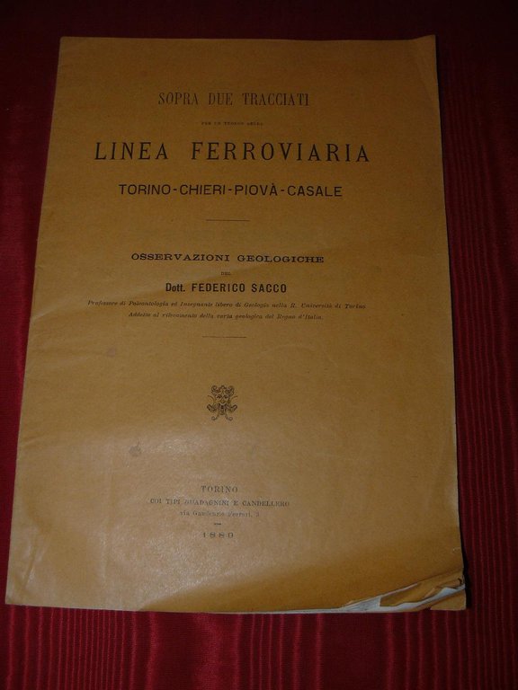 Sopra due tracciati per un tronco della linea ferroviaria. Torino …