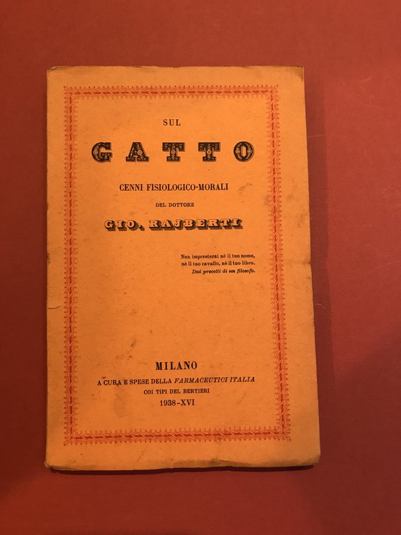 Sul gatto cenni fisiologico - morali