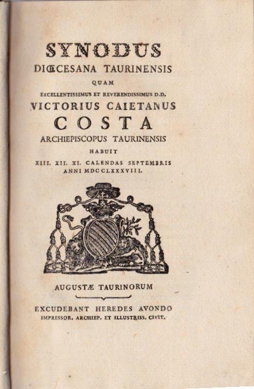 Synodo dioecesana Taurinensis quam exellentissimus et reverendissimus D.D. Victorius Caietanus …