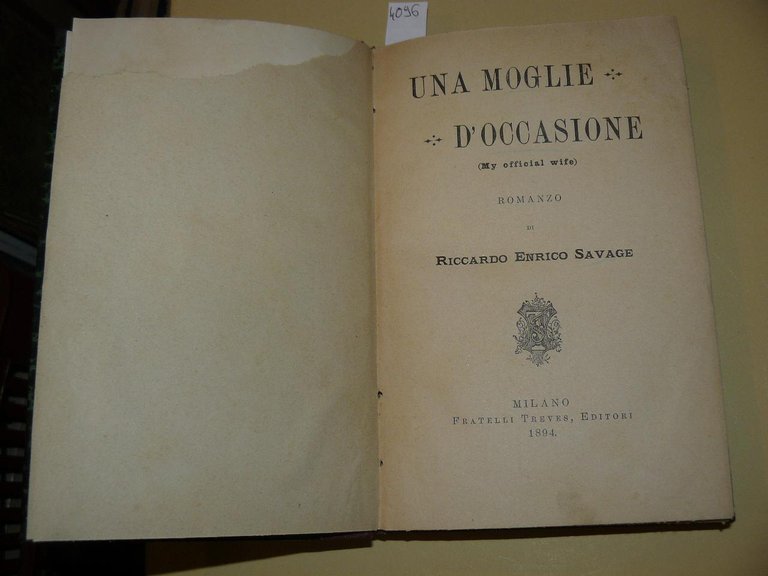 Una moglie d'occasione (My official wife). Romanzo
