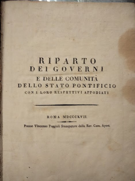Riparto dei governi e delle comunità dello Stato Pontificio con …
