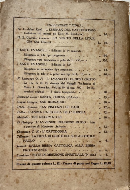 DOTTRINE SPIRITUALI ATTRAVERSO LA STORIA DELLA RELIGIOSITÀ CRISTIANA