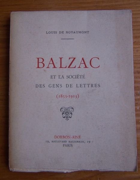Balzac et la Société des Gens de Lettres