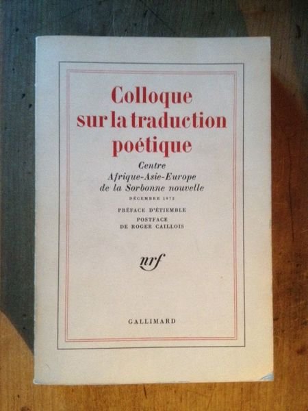 Colloque sur la traduction poétique